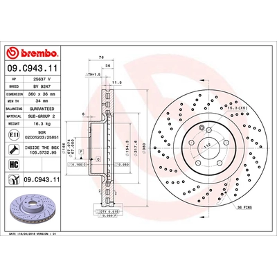 Front Premium Rotor by BREMBO - 09.C943.11 (1 Qty) pa2