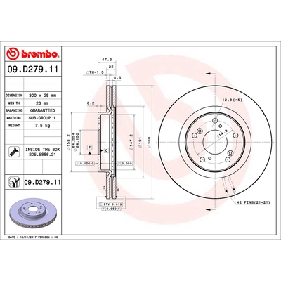 Front Premium Rotor by BREMBO - 09.D279.11 (1 Qty) pa2