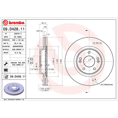 Front Premium Rotor by BREMBO - 09.D428.11 (1 Qty) pa2