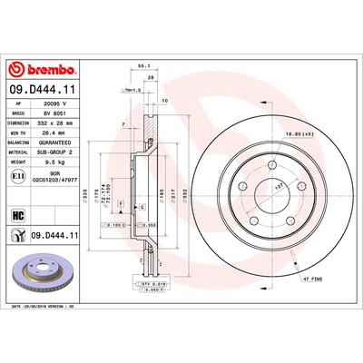 Front Premium Rotor by BREMBO - 09.D444.11 (1 Qty) pa2