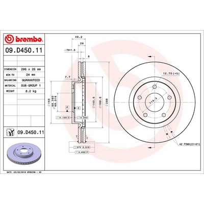 Front Premium Rotor by BREMBO - 09.D450.11 (1 Qty) pa2