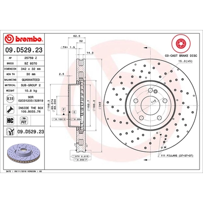 Front Premium Rotor by BREMBO - 09.D529.23 (1 Qty) pa2