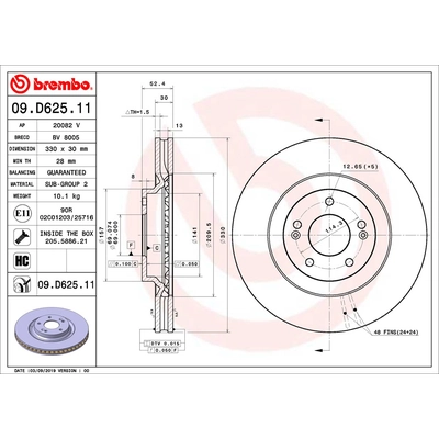 Front Premium Rotor by BREMBO - 09.D625.11 (1 Qty) pa2