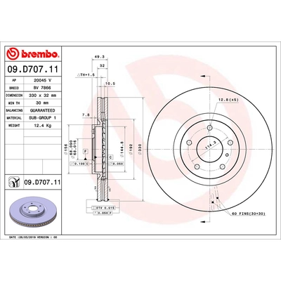 Front Premium Rotor by BREMBO - 09.D707.11 (1 Qty) pa2