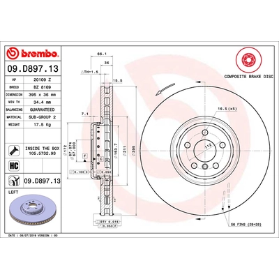 Front Premium Rotor by BREMBO - 09.D897.13 (1 Qty) pa2