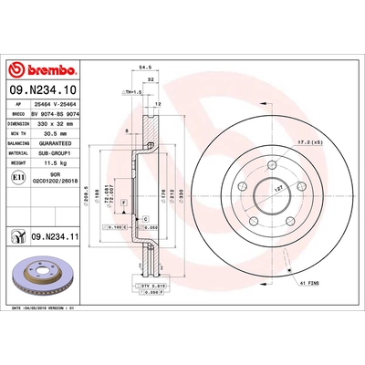 Front Premium Rotor by BREMBO - 09.N234.11 (1 Qty) pa2