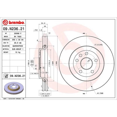 Front Premium Rotor by BREMBO - 09.N236.21 (1 Qty) pa2