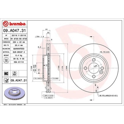 Front Premium Rotor by BREMBO - 09.A047.31 (1 Qty) pa11