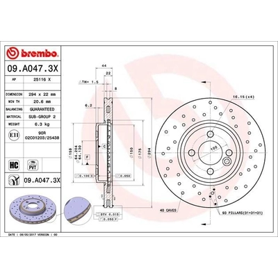 Front Premium Rotor by BREMBO - 09.A047.3X (1 Qty) pa4