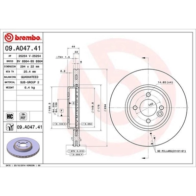 Front Premium Rotor by BREMBO - 09.A047.41 (1 Qty) pa5