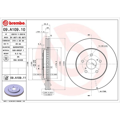 Front Premium Rotor by BREMBO - 09.A109.11 (1 Qty) pa1