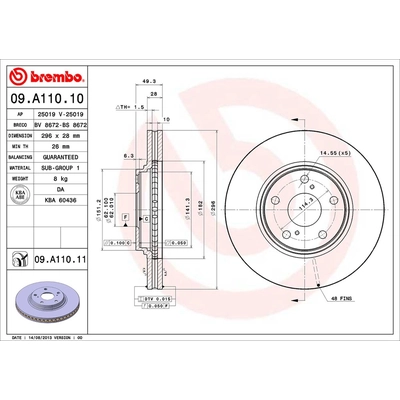 Front Premium Rotor by BREMBO - 09.A110.11 pa4