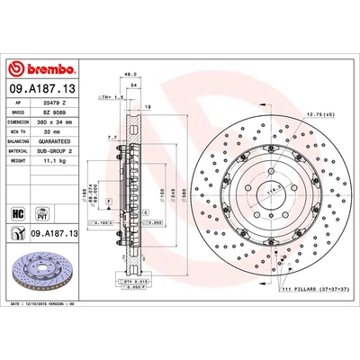 Front Premium Rotor by BREMBO - 09.A187.13 (1 Qty) pa2