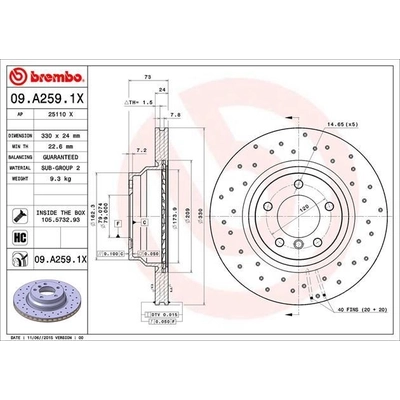 Front Premium Rotor by BREMBO - 09.A259.1X (1 Qty) pa4