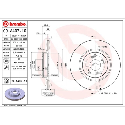 Front Premium Rotor by BREMBO - 09.A407.11 pa2