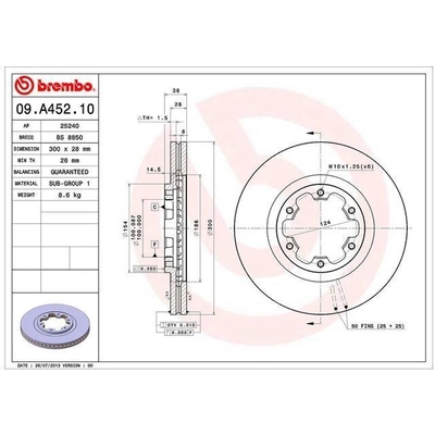 Front Premium Rotor by BREMBO - 09.A452.10 (1 Qty) pa4