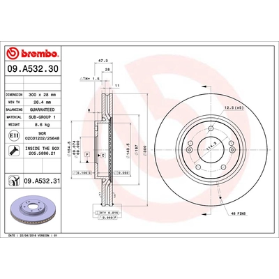 Front Premium Rotor by BREMBO - 09.A532.31 (1 Qty) pa2