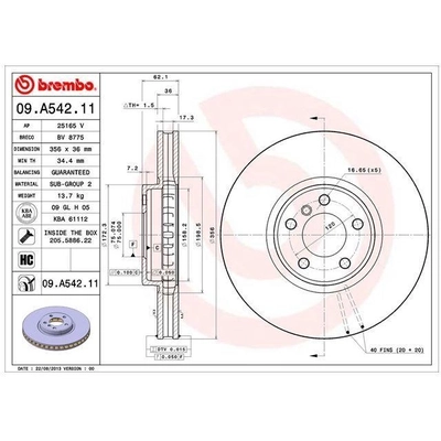 Front Premium Rotor by BREMBO - 09.A542.11 (1 Qty) pa5