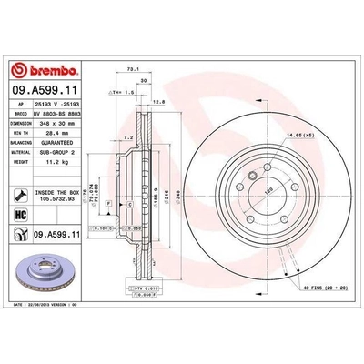 Front Premium Rotor by BREMBO - 09.A599.11 (1 Qty) pa4