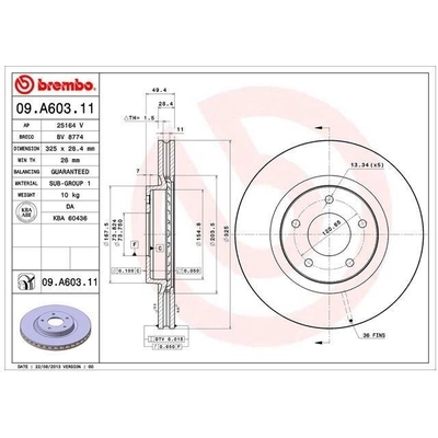 Front Premium Rotor by BREMBO - 09.A603.11 (1 Qty) pa6