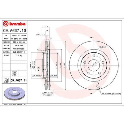 Front Premium Rotor by BREMBO - 09.A637.11 pa1