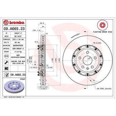 Front Premium Rotor by BREMBO - 09.A665.23 pa2