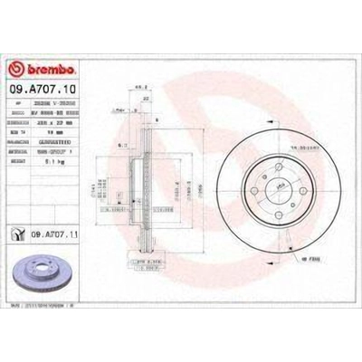 Front Premium Rotor by BREMBO - 09.A707.11 (1 Qty) pa3