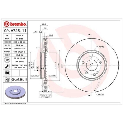 Front Premium Rotor by BREMBO - 09.A726.11 (1 Qty) pa7