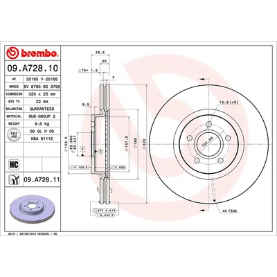 Front Premium Rotor by BREMBO - 09.A728.11 (1 Qty) pa1