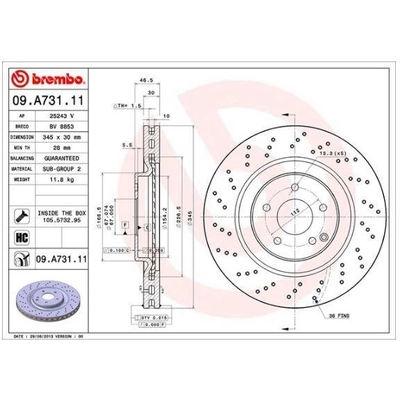 Front Premium Rotor by BREMBO - 09.A731.11 (1 Qty) pa6