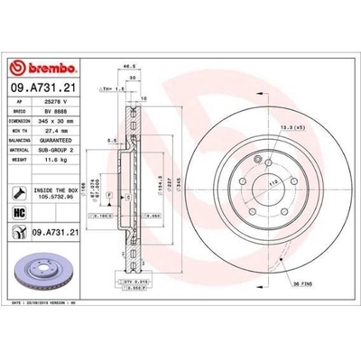 Front Premium Rotor by BREMBO - 09.A731.21 (1 Qty) pa5