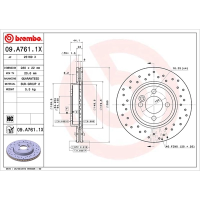 Front Premium Rotor by BREMBO - 09.A761.1X (1 Qty) pa2