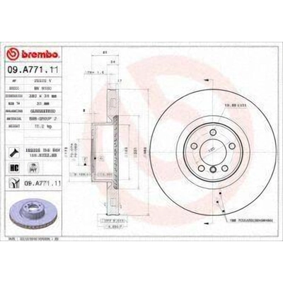 Front Premium Rotor by BREMBO - 09.A771.11 (1 Qty) pa1