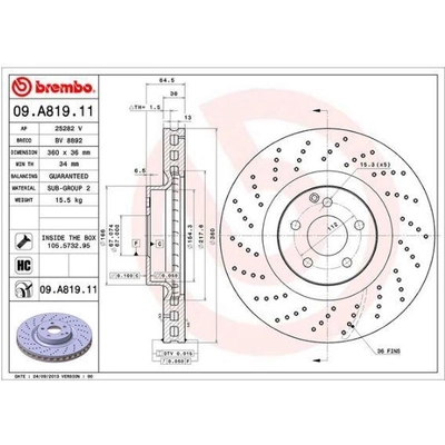 Front Premium Rotor by BREMBO - 09.A819.11 (1 Qty) pa5