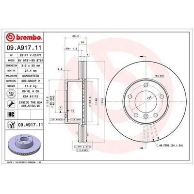 Front Premium Rotor by BREMBO - 09.A917.11 (1 Qty) pa5