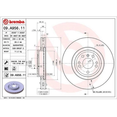 Front Premium Rotor by BREMBO - 09.A956.11 (1 Qty) pa4