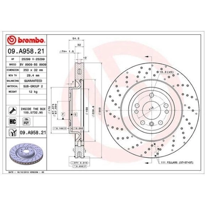 Front Premium Rotor by BREMBO - 09.A958.21 (1 Qty) pa9