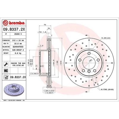 Front Premium Rotor by BREMBO - 09.B337.2X pa2