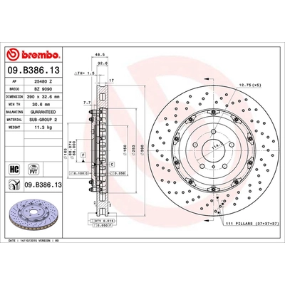 Front Premium Rotor by BREMBO - 09.B386.13 (1 Qty) pa1