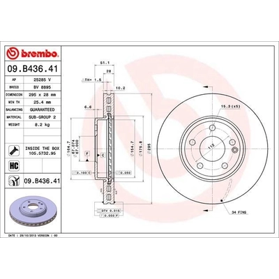 Front Premium Rotor by BREMBO - 09.B436.41 (1 Qty) pa8