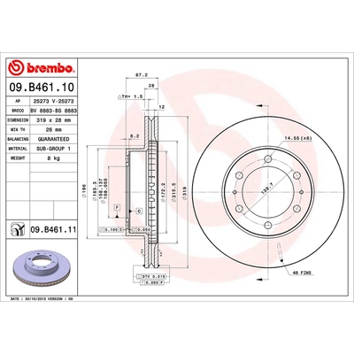 Front Premium Rotor by BREMBO - 09.B461.11 (1 Qty) pa1