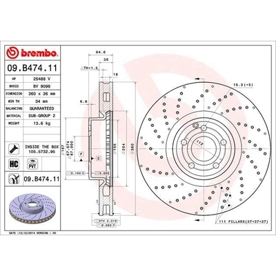 Front Premium Rotor by BREMBO - 09.B474.11 (1 Qty) pa8