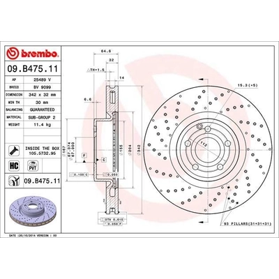 Front Premium Rotor by BREMBO - 09.B475.11 (1 Qty) pa5