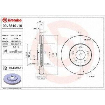 Front Premium Rotor by BREMBO - 09.B519.11 (1 Qty) pa3