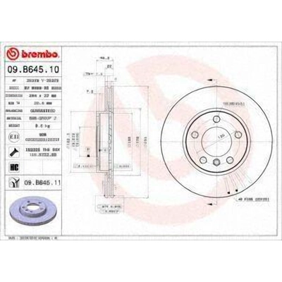 Front Premium Rotor by BREMBO - 09.B645.11 (1 Qty) pa2