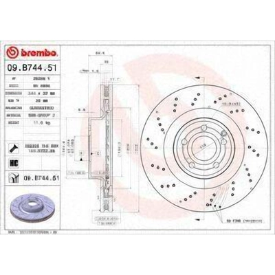 Front Premium Rotor by BREMBO - 09.B744.51 (1 Qty) pa6