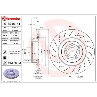 Front Premium Rotor by BREMBO - 09.B746.51 (1 Qty) pa7