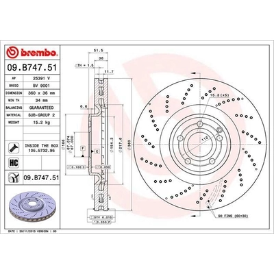 Front Premium Rotor by BREMBO - 09.B747.51 (1 Qty) pa7