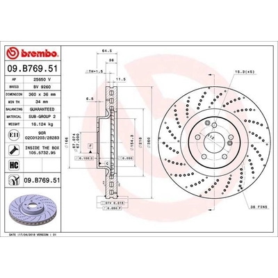 Front Premium Rotor by BREMBO - 09.B769.51 (1 Qty) pa4