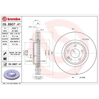 Front Premium Rotor by BREMBO - 09.B807.41 (1 Qty) pa4